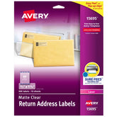 Avery® Matte Clear Return Address Labels, Sure Feed™ Technology, Laser, 2/3" x 1-3/4", 600 Labels (15695)