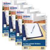 Avery® A-Z Mini Dividers, 12 Tabs per Set, 8.5" x 5.5", Pre-printed Tabs, 4 Binder Divider Sets (43131)