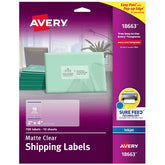 Avery® Matte Clear Address Labels, Sure Feed™ Technology, Inkjet, 2" x 4", 100 Labels (18663)