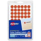 Avery® Color-Coding Removable Labels, 1/2 Inch Round Stickers, Neon Red, Non-Printable, 840 Dot Stickers Total (5051)