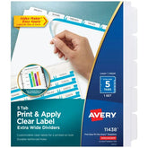 Avery® 5-Tab Extra-Wide Dividers, Works with Sheet Protectors, Index Maker Customizable White Tabs (11438)