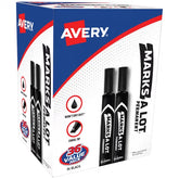 Avery® Marks A Lot® Permanent Markers, Large Desk-Style Size, Chisel Tip, 36 Black Markers Total (98206)