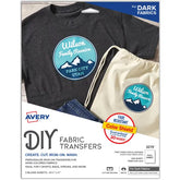 Avery® Fabric Transfers for Dark Fabrics, 8-1/2" x 11", Inkjet Printer Compatible, 5 Matte Sheets (3279)
