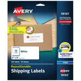 Avery® Repositionable Shipping Labels, Sure Feed™ Technology, Repositionable Adhesive, 2" x 4", 250 Labels (58163)