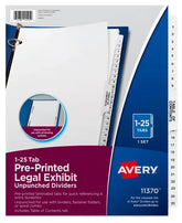Avery® Premium Collated Legal Dividers Avery Style, Letter Size, 1-25 & Table of Contents Tab Set ( 11370)