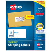 Avery® TrueBlock® Shipping Labels with Sure Feed®, 2" x 4", White, 1,000 Blank Mailing Labels (8463)