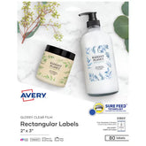 Avery® 2" x 3" Rectangle Labels with Sure Feed™, 80 Labels, Permanent Adhesive, Glossy Clear (22822)