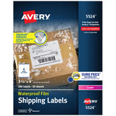 Avery® Waterproof Shipping Labels with Sure Feed®, 3-1/3" x 4", White, Laser Compatible, 300 Labels Total (5524)