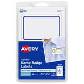 Avery® Flexible Adhesive Name Badge Labels, 2-1/3" x 3-3/8", Blue Border, 40 Removable Name Badges (05151)