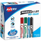 Avery(R) Marks A Lot(R) Desk & Pen-Style Dry Erase Markers, Assorted Colors, Value Pack of 24 (29870)