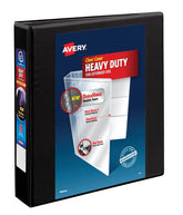 Avery® Heavy-Duty View Binder, 1-1/2" One Touch Slant Rings, 375-Sheet Capacity, DuraHinge™, Black (79695)