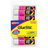 Avery(R) Glue Stic(TM) Value Pack, White, Washable, 0.26 oz., 18 Permanent Glue Sticks (98089)