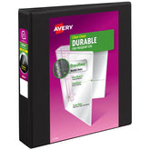 Avery® Durable View 3 Ring Binders, 1-1/2 Inch Slant Rings, 375-Sheet Capacity, Black Binder (17021)