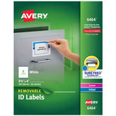 Avery® Removable ID Labels, Removable Adhesive, 3-1/3" x 4", 150 Labels (6464)