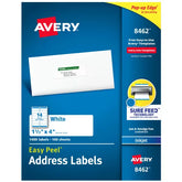 Avery® Easy Peel® Address Labels, Sure Feed™ Technology, Permanent Adhesive, 1-1/3" x 4", 1,400 Labels (8462)
