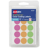 Avery® Color-Coding Removable Labels, 3/4" Diameter, Assorted Neon Colors, Non-Printable, 315 Dot Stickers Total (6733)