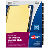 Avery® A-Z Dividers for 3 Ring Binders, 25-Tab Set, Pre-Printed Black Leather Tabs, 1 Binder Divider Set (11350)
