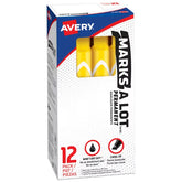 Avery® Marks A Lot® Permanent Marker, Chisel Tip, Large Desk-Style Size, 1 Yellow Marker (08882)