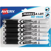Avery(R) Marks A Lot(R) Pen-Style Dry Erase Markers, Bullet Tip, Black, 6 Pack (24483)