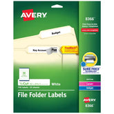 Avery® File Folder Labels with TrueBlock® Technology, Permanent Adhesive, 2/3" x 3-7/16", Laser/Inkjet, 750 Labels (8366)