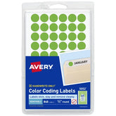 Avery® Color-Coding Removable Labels, 1/2 Inch Round Stickers, Neon Green, Non-Printable, 840 Dot Stickers Total (5052)