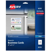 Avery® Magnetic Business Cards, 2" x 3-1/2", Matte White, 30 Blank Cards for Inkjet Printers (8374)