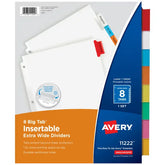 Avery® Extra-Wide Big Tab™ Insertable Tab Dividers, 8-Tab, Multicolor Tabs, Works With Sheet Protectors (11222)