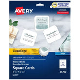 Avery® Clean Edge® Square Cards with Sure Feed®, Rounded Corners, 2-1/2" x 2-1/2", Matte White, 180 Total (35702)