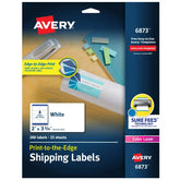 Avery® Print-to-the-Edge Shipping Labels with Sure Feed®, 2" x 3-3/4", Matte White, 200 Labels (6873)