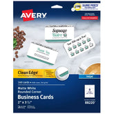 Avery® Clean Edge® Business Cards with Sure Feed Technology, Rounded Corners, 2" x 3-1/2", White, 160 Cards (88220)
