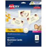 Avery® Clean Edge® Printable Business Cards with Sure Feed Technology, 2" x 3-1/2", Ivory, 200 Blank Cards (05876)