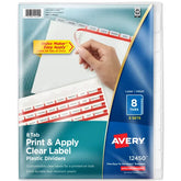 Avery® Print & Apply Clear Label Translucent Plastic Dividers, Index Maker® Easy Apply™ Printable Label Strip, 8 Frosted Tabs, 5 Sets (12450)