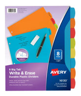 Avery® Big Tab™ Write & Erase Durable Plastic Dividers, 8-Tab Set, Multicolor (16130)