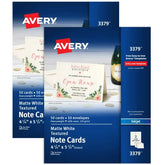 Avery® Note Cards with Envelopes, 4-1/4" x 5-1/2", Textured White, Inkjet Printer Compatible (2 Packs of 5813)