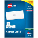 Avery® Address Labels for Copiers, 1" x 2-13/16", 3,300 White Labels (5351)