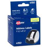 Avery® Direct Thermal Address Labels, 1-1/8" x 3-1/2", White, Permanent, 2 Rolls, Total of 260 Labels (4150)