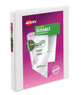 Avery® Durable View Binder, 1/2" Slant Rings, 135-Sheet Capacity, 0.7 Inch Wide Spine, White (17002)