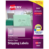 Avery® Matte Clear Shipping Labels, Sure Feed™ Technology, Laser, 2" x 4", 500 Labels (5663)
