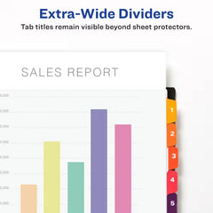 Avery® Ready Index® Extra-Wide Dividers, 10 Tabs Sets, Multicolor Tabs, Works Great with Sheet Protectors (11165)