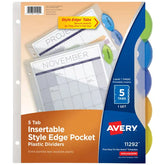 Avery® Big Tab™ Plastic Dividers with Pockets, 5-Tab, Multicolor, Works With Sheet Protectors (11292)