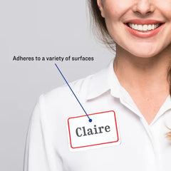 Avery® Flexible Adhesive Name Badges, 2-1/3" x 3-3/8", Red Border, 400 Removable Name Badges (05095)