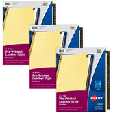 Avery® A-Z Pre-Printed Dividers for 3 Ring Binders, 25-Tab Sets, Black Leather Tabs, 3 Sets (21350)