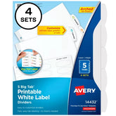 Avery® Big Tab™ Label Dividers, Easy Peel® Labels, 5 Tabs, 4 Sets (14432)
