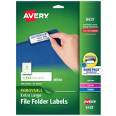 Extra Large File Folder Labels, 15/16" x 3-7/16", 450 Printable Labels, Removable Adhesive, Matte White (8425)