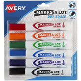 Avery(R) Marks A Lot(R) Desk-Style Dry Erase Markers, Chisel Tip, Assorted Colors, 6 Markers (24432)