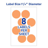 Avery® Removable Color-Coding Labels, Removable Adhesive, Neon Orange, 1-1/4" Diameter, 400 Labels (5476)