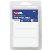 Avery® Multi-Use Permanent Labels, 1" x 2-3/4", White, Non-Printable, 128 Rectangle Labels Total (6113)
