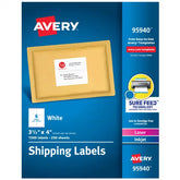 Avery® Shipping Labels, Sure Feed™ Technology, Permanent Adhesive, 3-1/3" x 4", 1,500 Labels (95940)