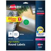 Avery® Round Labels with Sure Feed®, 1-2/3" Diameter, Matte White, Laser & Inkjet Compatible, 600 Labels (5293)