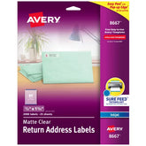 Avery® Matte Clear Return Address Labels, Sure Feed™ Technology, Inkjet, 1/2" x 1-3/4", 2,000 Labels (8667)